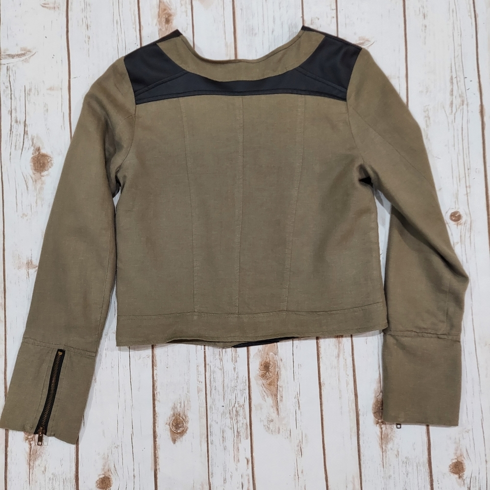 Charlotte Russe Olive And Black Faux Leather Moto Jacket Women's S - Picture 9 of 16